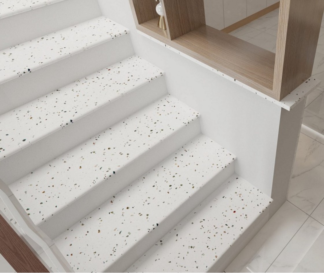 Cầu Thang Terrazzo Thạch Anh Đá Quý – Điểm Nhấn Kiến Trúc Hiện Đại và Giá Trị Phong Thủy